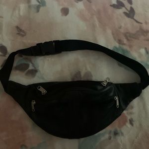 Faux leather black fanny pack